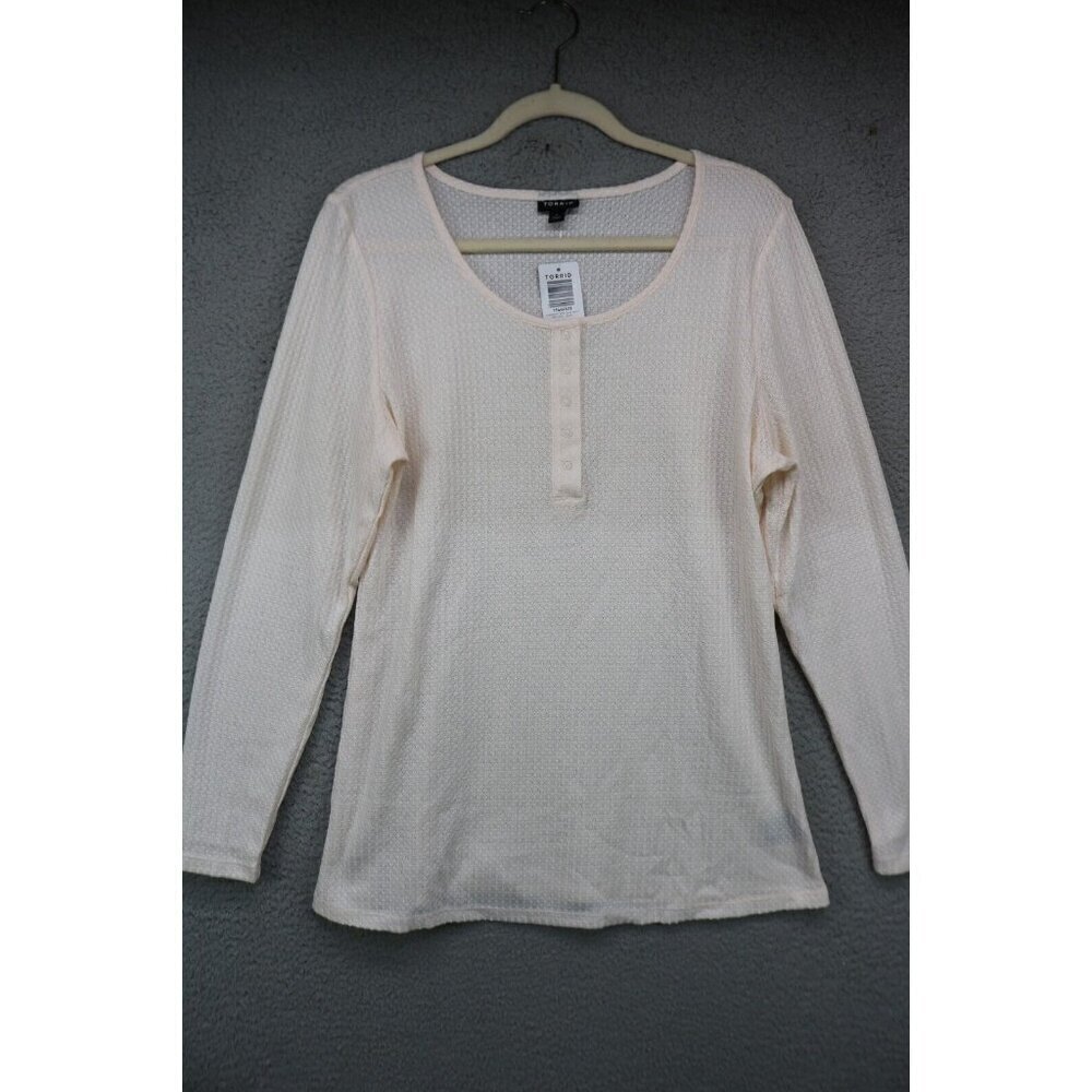 Torrid Snap Henly Long Sleeve Top-Size 1X-New w/Tags-Waffle Knit-Soft Comfy